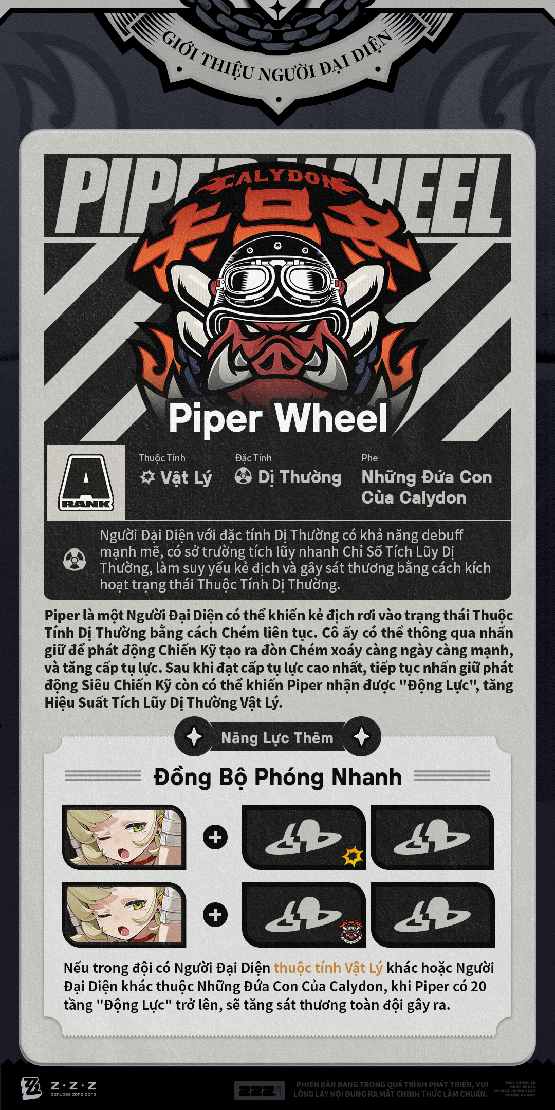 Cơ chế chiến đấu của Piper Wheel (Vật Lý, Dị Thường)